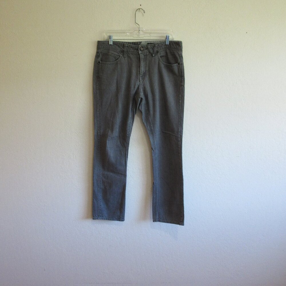 VOLCOM Gray Vorta Slim Straight 33 100% Cotton Denim Jeans